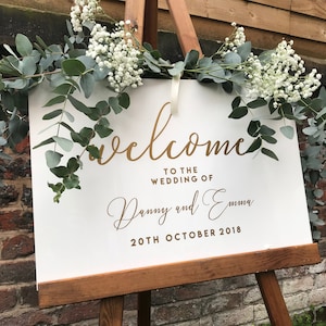 Letrero de boda de bienvenida A2 de acrílico blanco personalizado 400x600 ¡Envío gratis!