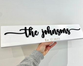 Personalised Wooden Plaque Family Name Acrylic On Wood Gift New home - Multiple Sizes and Colours
