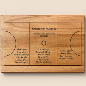 Netball Coach Gift Engraved Acacia Rustic Wood Chopping Board, Serving Board, Cheese Board ANY WORDING Netball Gift For Coach Manager