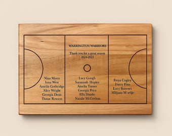 Personalised Netball Coach Gift, Engraved Acacia Wood Chopping Board