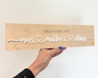 Personalised Acrylic Classroom Sign Wooden Plaque Teacher Gift End of Year Leavers Gift