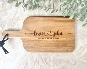 Personalised Mini Engraved Acacia Rustic Wood Serving Board or Chopping Board Wedding Mr & Mrs Gift New Home Wooden Anniversary Gift
