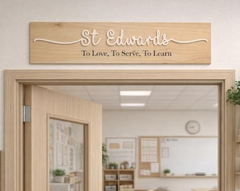 Personalised Acrylic School Classroom Sign Wooden Plaque Teacher Gift End of Year Leavers Gift