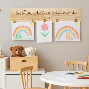 Engraved Look What We Made Personalised Sign | 22&quot; Children&#39;s Art Display Signs | Playroom Wall Art | Kids Art Display Sign | Toddler Decor
