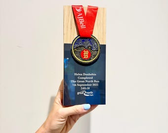 Engraved Solid Oak North Run 2025 Trophy Plaque