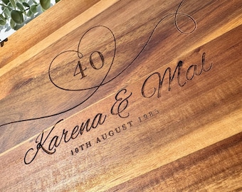 Personalised Engraved Acacia Rustic Wood Chopping Board, Serving Board, Cheese Board, Wedding New Home Wooden Anniversary Gift ANY WORDING