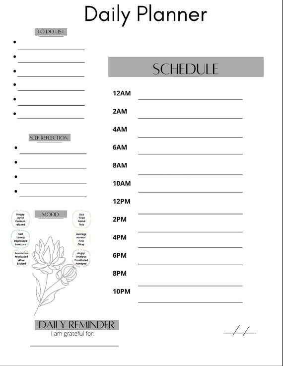 Daily planner printable Light version | Etsy