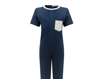 Special Needs Clothing for Kids and Teens - Unisex SHORT Sleeve / LONG Leg ZIPBACK Jumpsuit by KayCey