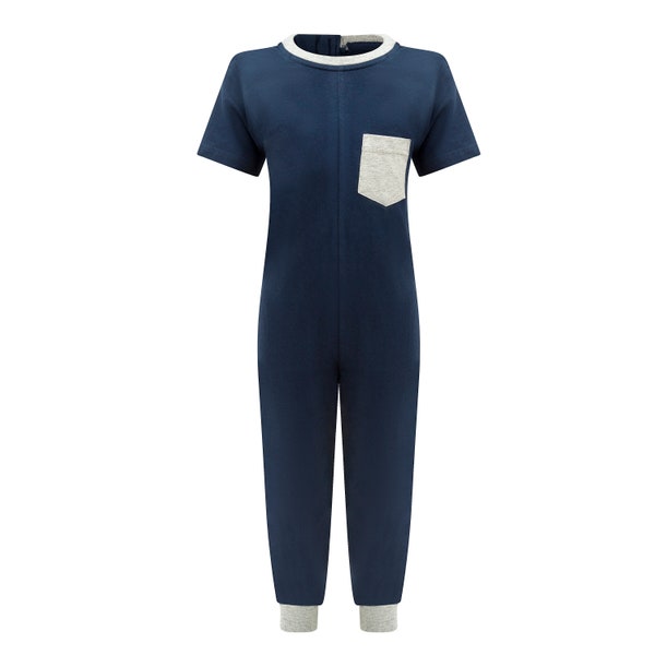 Special Needs Clothing for Kids and Teens - Unisex SHORT Sleeve / LONG Leg ZIPBACK Jumpsuit by KayCey