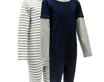 Special Needs Clothing for Kids and Teens - Unisex LONG Sleeve / SHORT Leg ZIPBACK Jumpsuit by KayCey