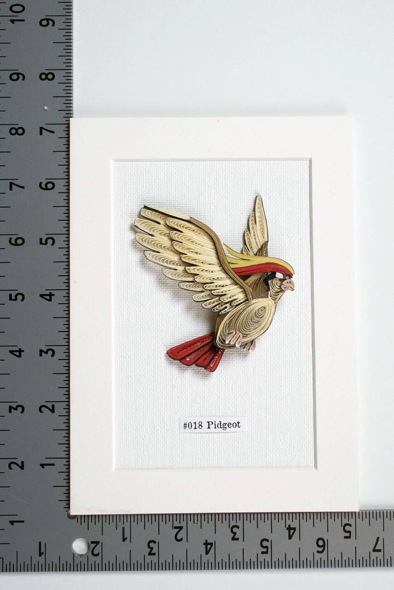 Pokemon Paper Quilling Art Pidgey Pidgeotto Pidgeot 100 Etsy