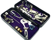 SINGER Attachment Box Metal Black Crinkled Wrinkle Complete with Accessories Detailed Restored by 3FTERS