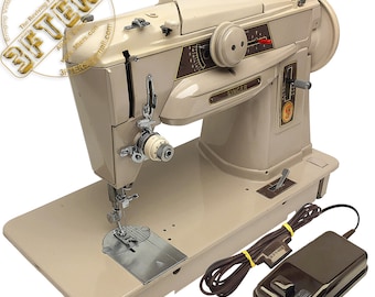 1955 SINGER 401G SLANT-O-MATIC vintage naaimachine met schuine schacht, zwaar onderhouden door 3FTERS