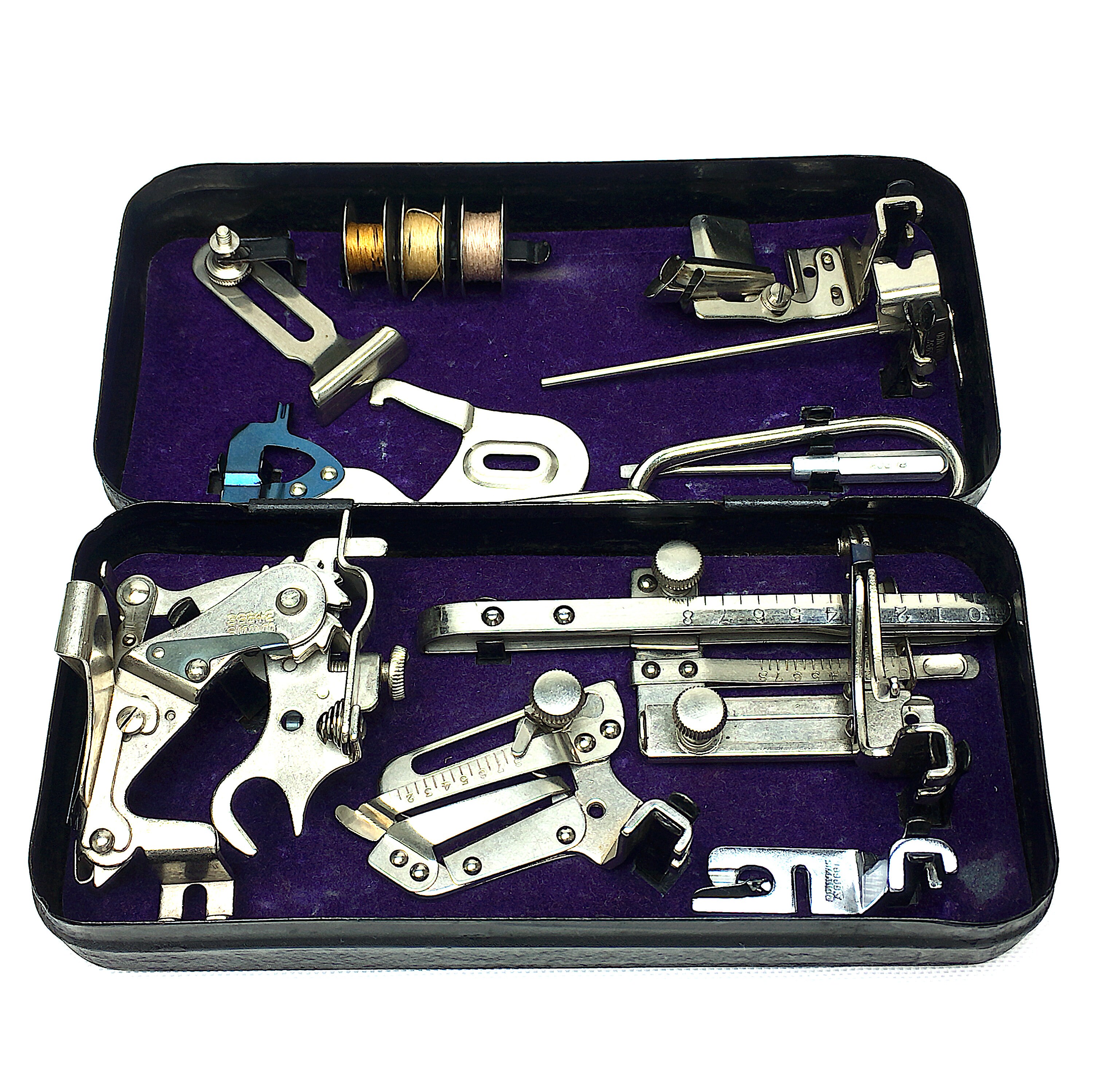 SINGER Attachment Box Metal Black Crinkled Wrinkle Complete Etsy