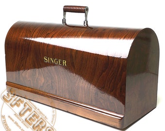 SINGER máquina de coser de madera curvada que lleva la tapa superior de la caja de madera para 15 15-91 201 201-2 66 316 127 27 restaurada por 3FTERS