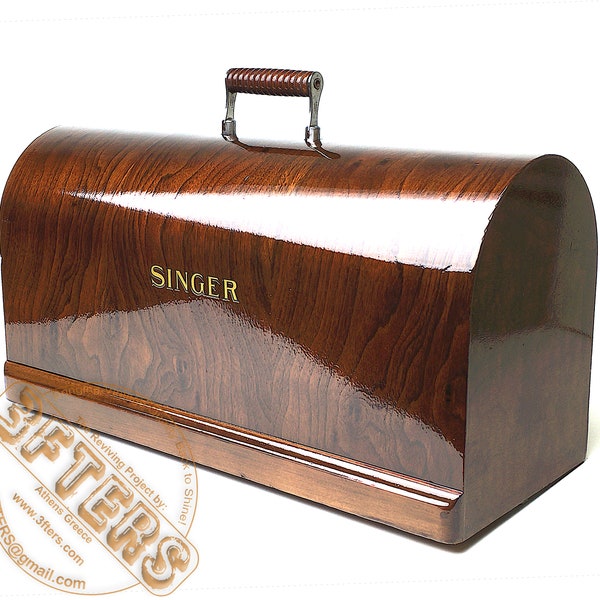 SINGER máquina de coser de madera curvada que lleva la tapa superior de la caja de madera para 15 15-91 201 201-2 66 316 127 27 restaurada por 3FTERS