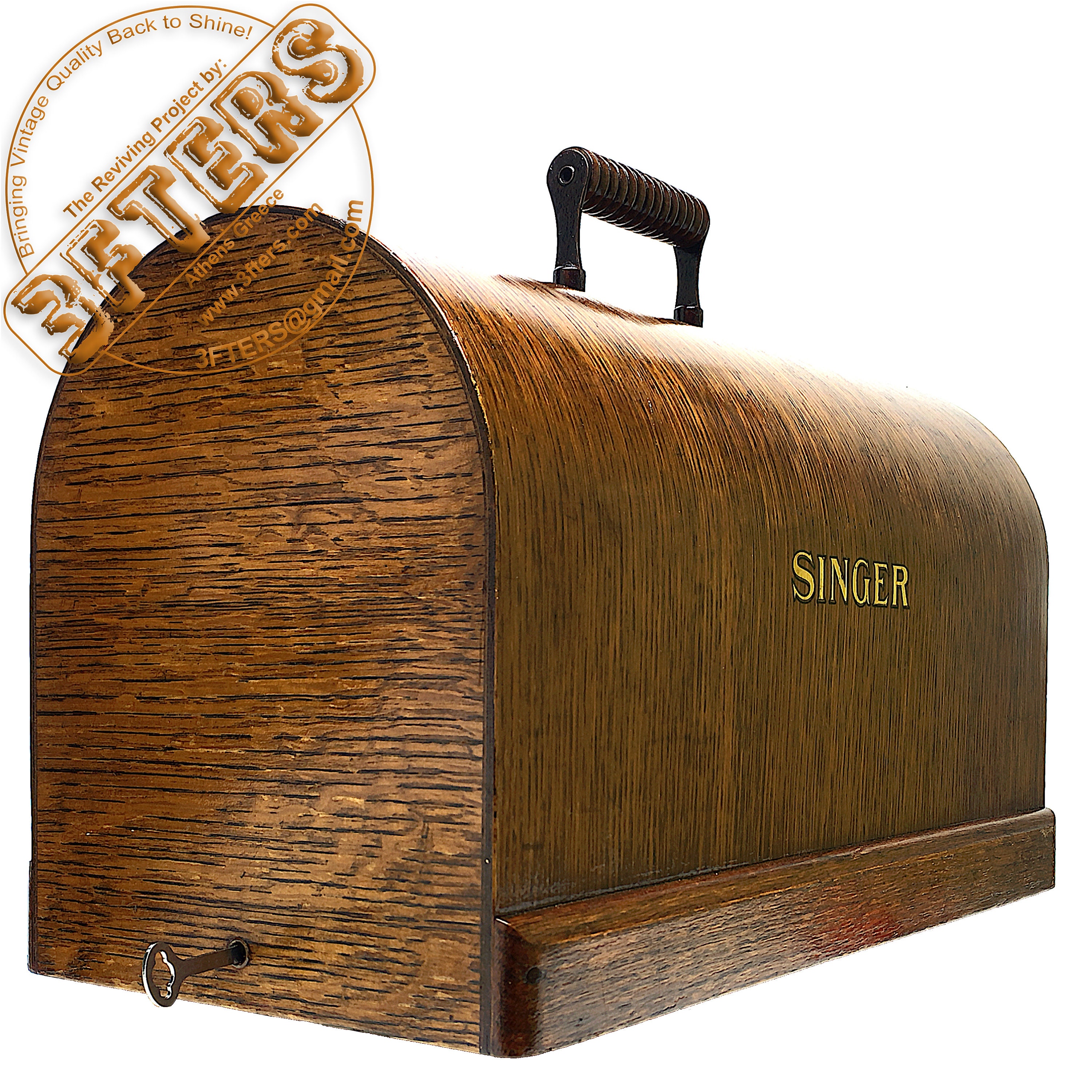SINGER Sewing Machine Bentwood Carrying Wooden Case Top Cover Lid