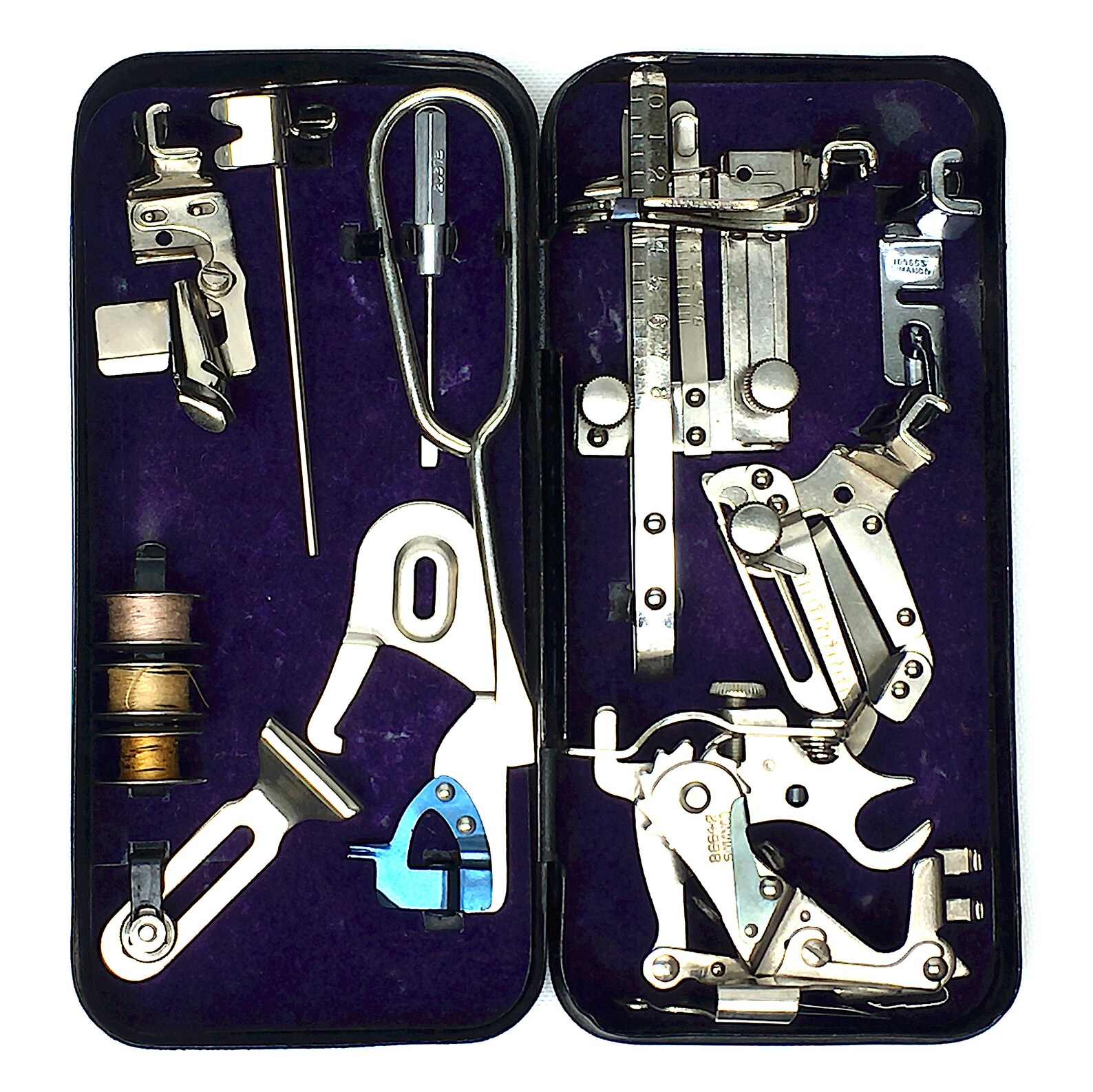 SINGER Attachment Box Metal Black Crinkled Wrinkle Complete Etsy