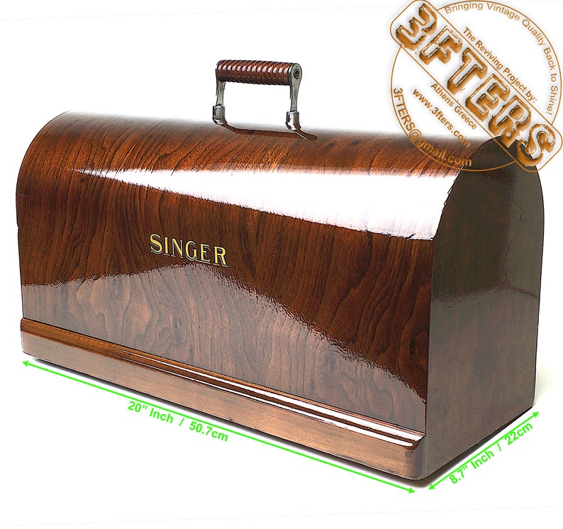 SINGER Sewing Machine Bentwood Carrying Wooden Case Top Cover Lid for 15 15-91 201 201-2 66 316 127 27 Restored by 3FTERS image 5