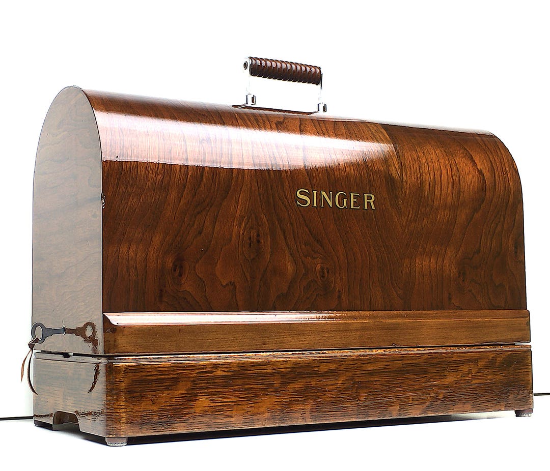 SINGER Sewing Machine Bentwood Wooden Carrying Case for 15