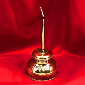 PFAFF Sewing Machine Oiler Tin Oil Can Container Vintage German Bronze Gold Metal