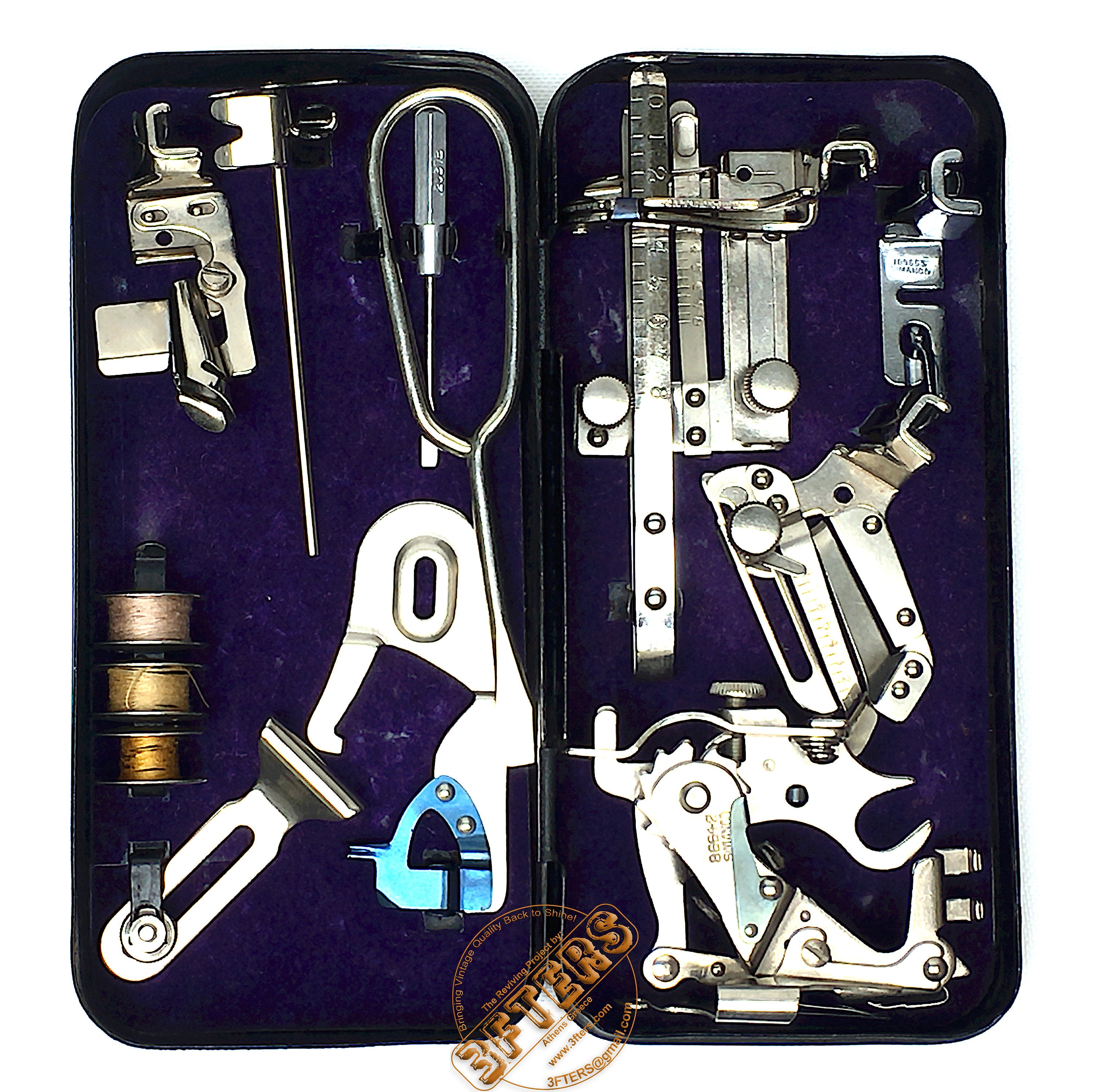 SINGER Attachment Box Metal Black Godzilla Crinkled Wrinkle Complete ...