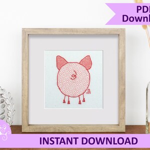 Mini Piggy Back Blackwork Embroidery Pattern PDF Instant Digital Download