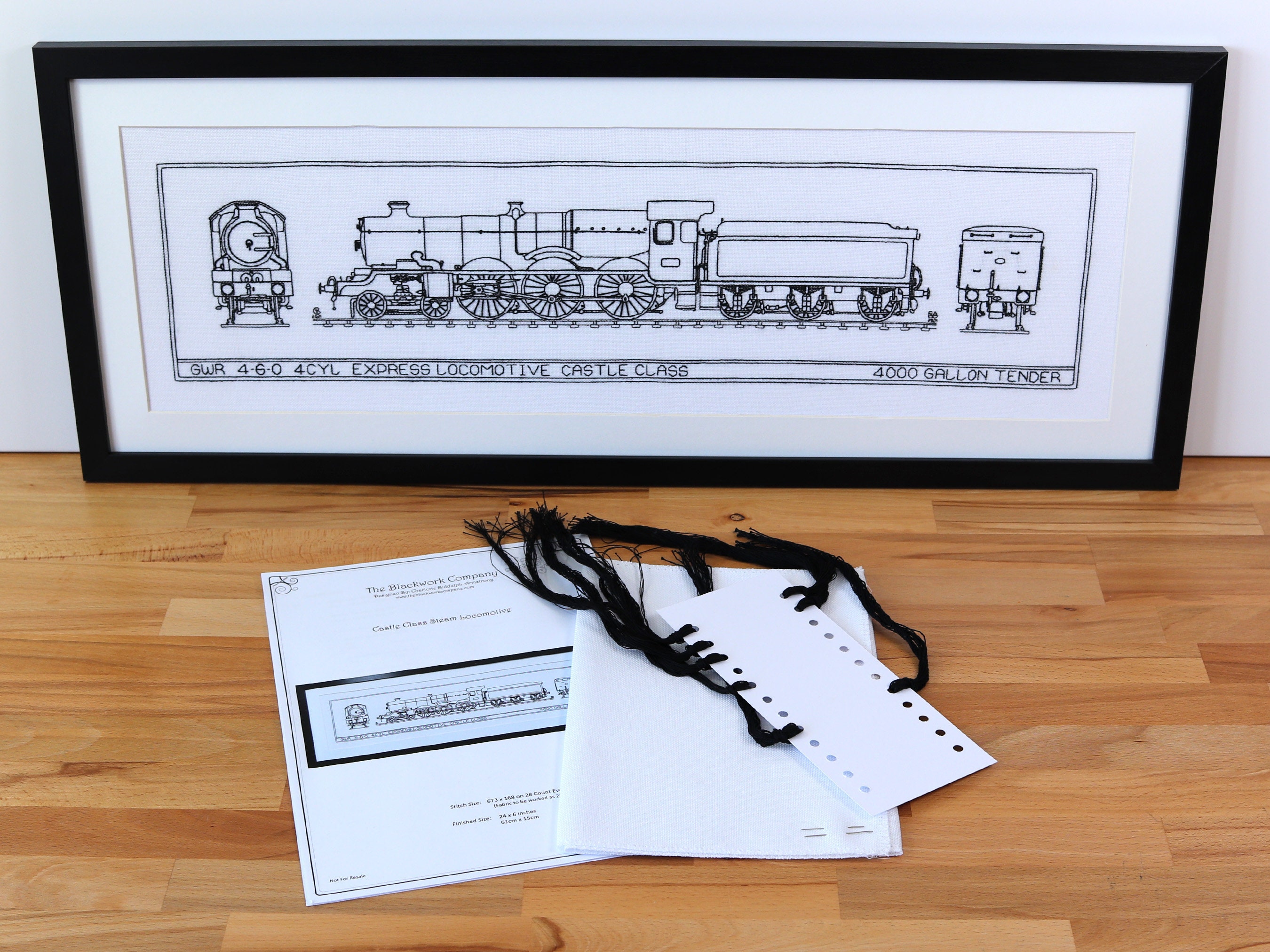 Machine Embroidery Steam Engine Eatsy Steam Locomotive - Castle Class - Train Blackwork Embroidery Kit ...