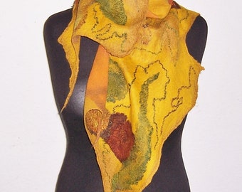 Felt scarf, nuno scarf "Autumn Leaves"