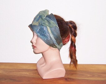 Stirnband aus Filz, Wickelband, Haarband, handgefärbt, Nunofilz.
