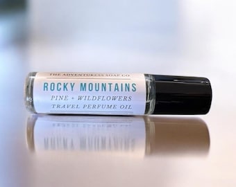 Aceite perfumado de las Montañas Rocosas, aroma a pino y flores silvestres, roll-on de viaje