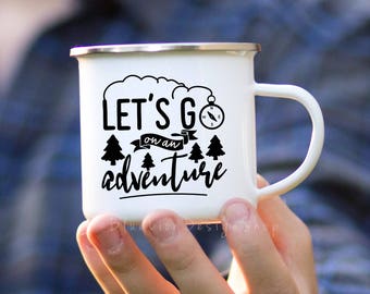 Let's Go On An Adventure Camp Mug, Adventure Enamel Mug, Let's Go On An Adventure Enamel Mug, Adventure Mug, Outdoor Gift for Husband