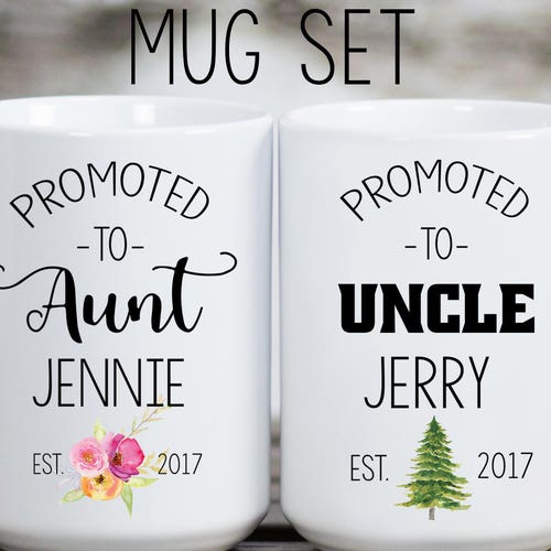 Aunt And Uncle Mugs Set New Auntie Mug Uncle To Be Gift Etsy