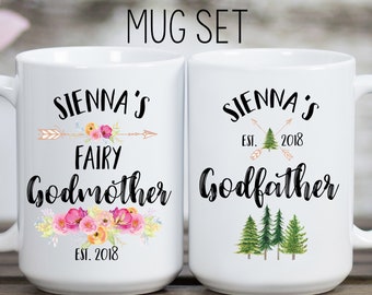 Personalized Godmother and Godfather Coffee and Tea Mug Set, Godparent Gift, Godparent Proposal, Baptism Gift, Christening Gift, Christian