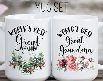 Great Grandparent Mugs, World's Best Great Grandma Mug, World's Best Great Grandpa Mug, Great Grandparents Mug Set, New Great Grandparents
