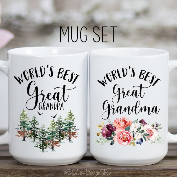 Great Grandparent Mugs, World's Best Great Grandma Mug, World's Best Great Grandpa Mug, Great Grandparents Mug Set, New Great Grandparents