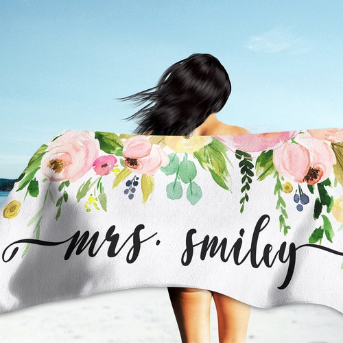 Personalized Mrs Beach Towel Honeymoon Beach Towel Honeymoon Etsy