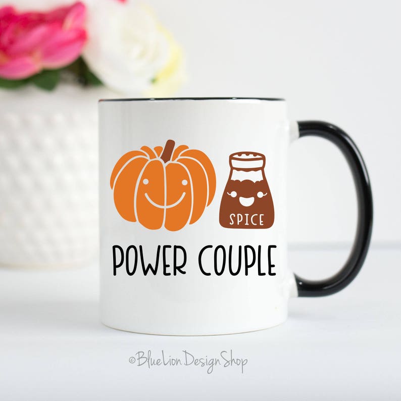 PSL, Pumpkin Spice Gifts, Pumpkin Spice Mug, Pumpkin Spice Lover, Pumpkin Spice Latte , Fall Mug, Funny Pumpkin Spice Mug, Power Couple Mug Black Handle/Rim- 11 oz