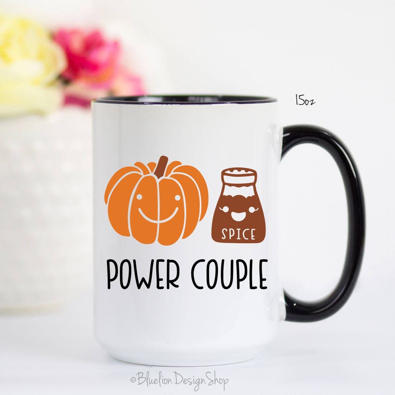 PSL, Pumpkin Spice Gifts, Pumpkin Spice Mug, Pumpkin Spice Lover, Pumpkin Spice Latte , Fall Mug, Funny Pumpkin Spice Mug, Power Couple Mug Black Handle/Int- 15 oz