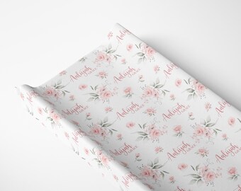 Pink Roses Changing Pad Cover, Roses Changing Pad Cover, Nursery Essentials, Personalized Changing Pad Cover, Blush Floral Nursery, F69
