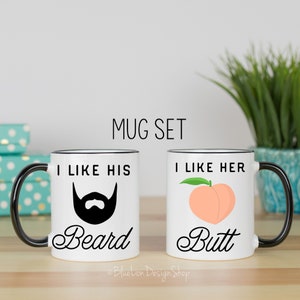 I Like His Beard I Like Her Butt, Mr and Mrs Mugs, His and Hers Mug Set, Anniversary Gift, Couples Gift, Beard and Butt Funny Coffee Mug Set image 3