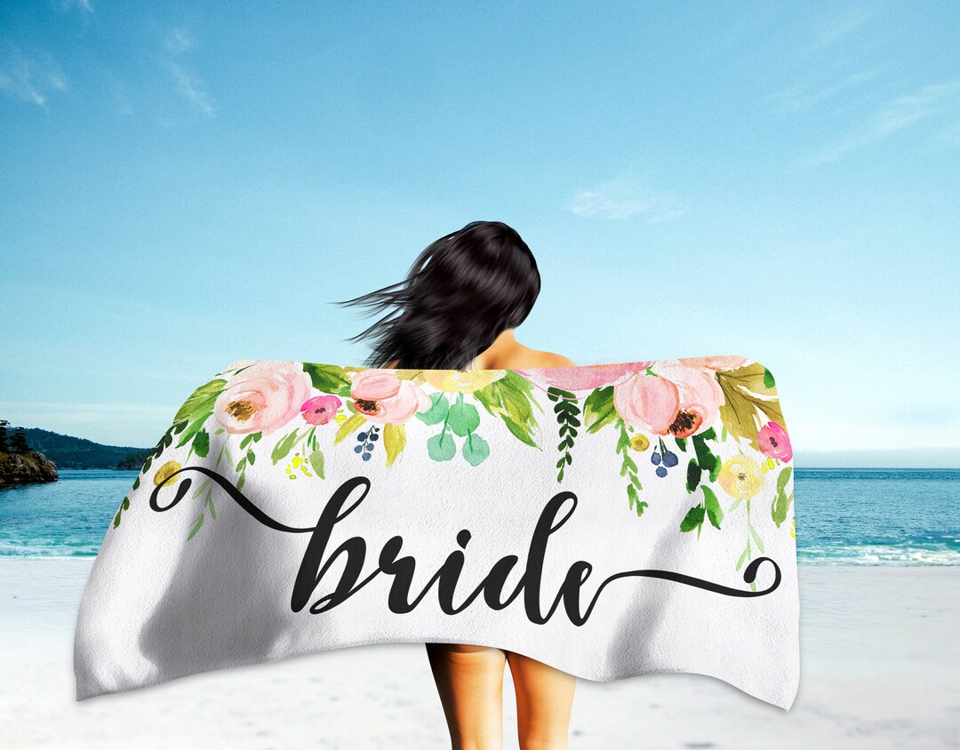 Bride Beach Towel, Honeymoon Beach Towel, Honeymoon Gift, Bride Wedding Beach Towel, Bridal