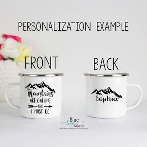 Adventure Mountain Camp Mug, Mountains Are Calling and I Must Go Enamel Mug, Adventure Enamel Mug, Mountain Mug, Outdoor Gift for Husband image 4