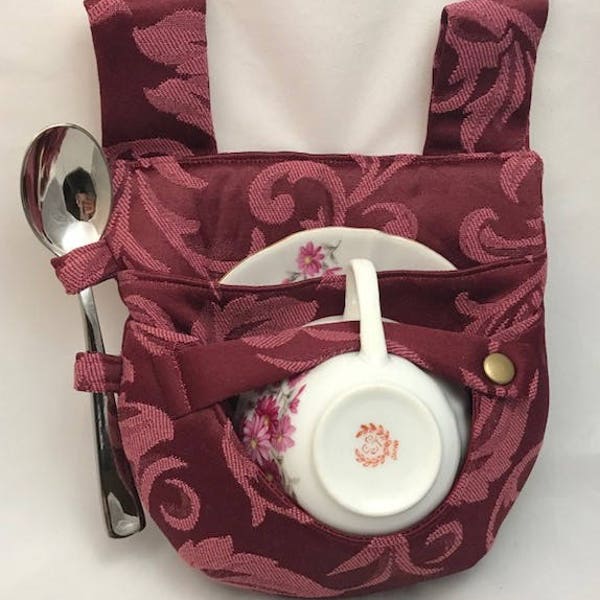 Green Teacup Holster with Ivy Teacup and Saucer