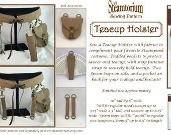 Buy Both & Save! Steampunk Under Corset Belt Set and Teacup Holster PDF Sewing Patterns - 22 USD for both - with bonus cross-body strap