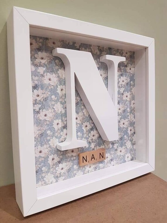 Personalised Initial Letter Print Christening Birthday Baby Gift Nursery Boy