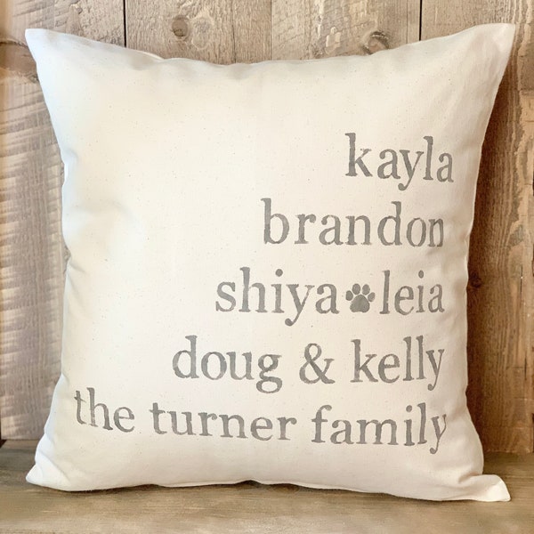 Personalized Family Name Pillow or Cover| Farmhouse Pillows |Custom Name Pillow |Rustic Home Decor |Farmhouse Home Decor |Personalized Gifts