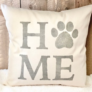 Home Paw Print Pillow: Rustic Farmhouse Dog Lover Decor