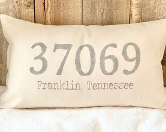 zip code pillows etsy