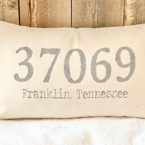 Pillow With Zip Code Dorm Room Etsy